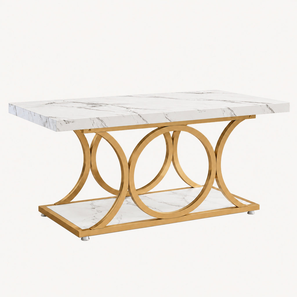 Table basse Calvara effet marbre fond neutre