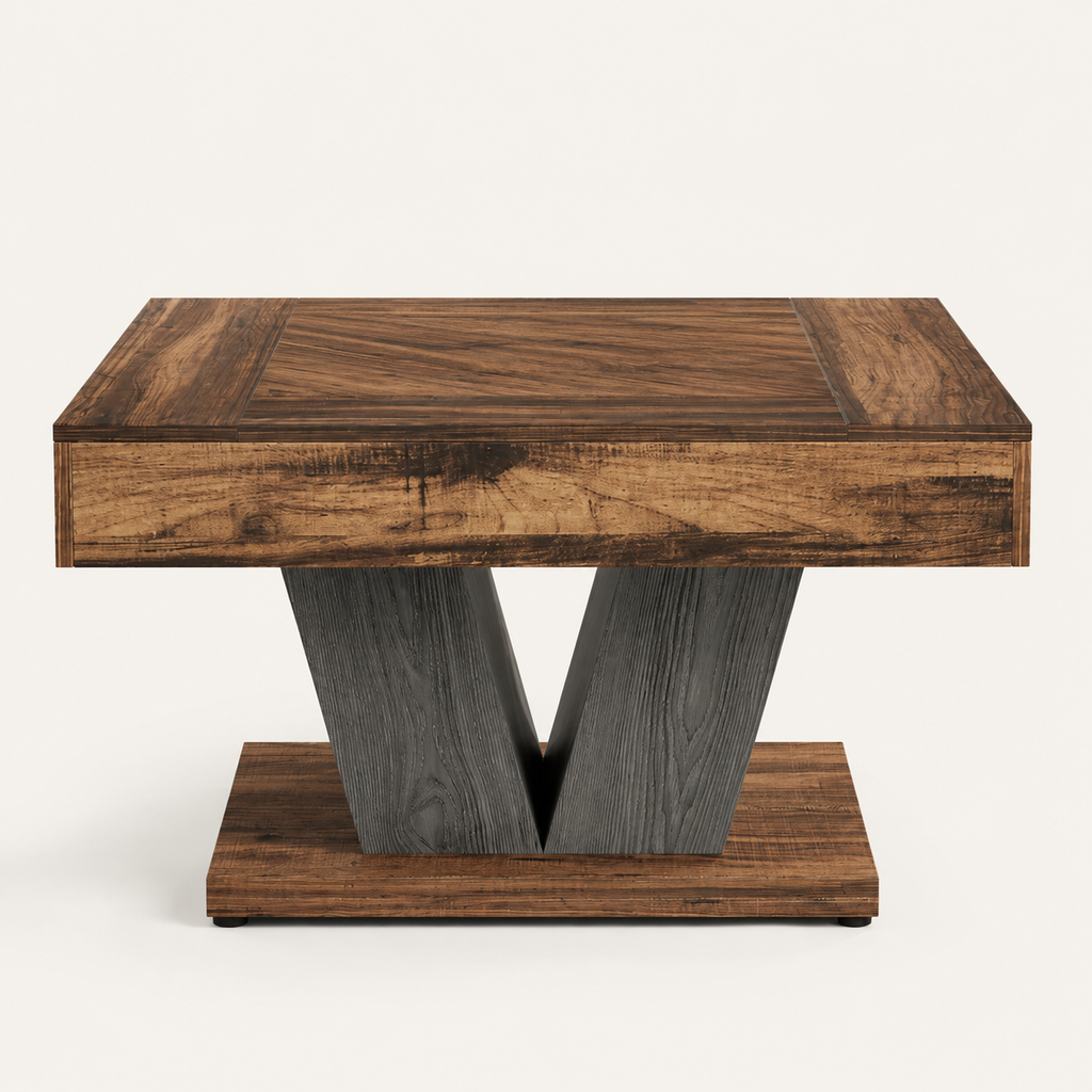 Table basse Thalar en bois massif, forme carrée 80x80cm - Maison Ashford