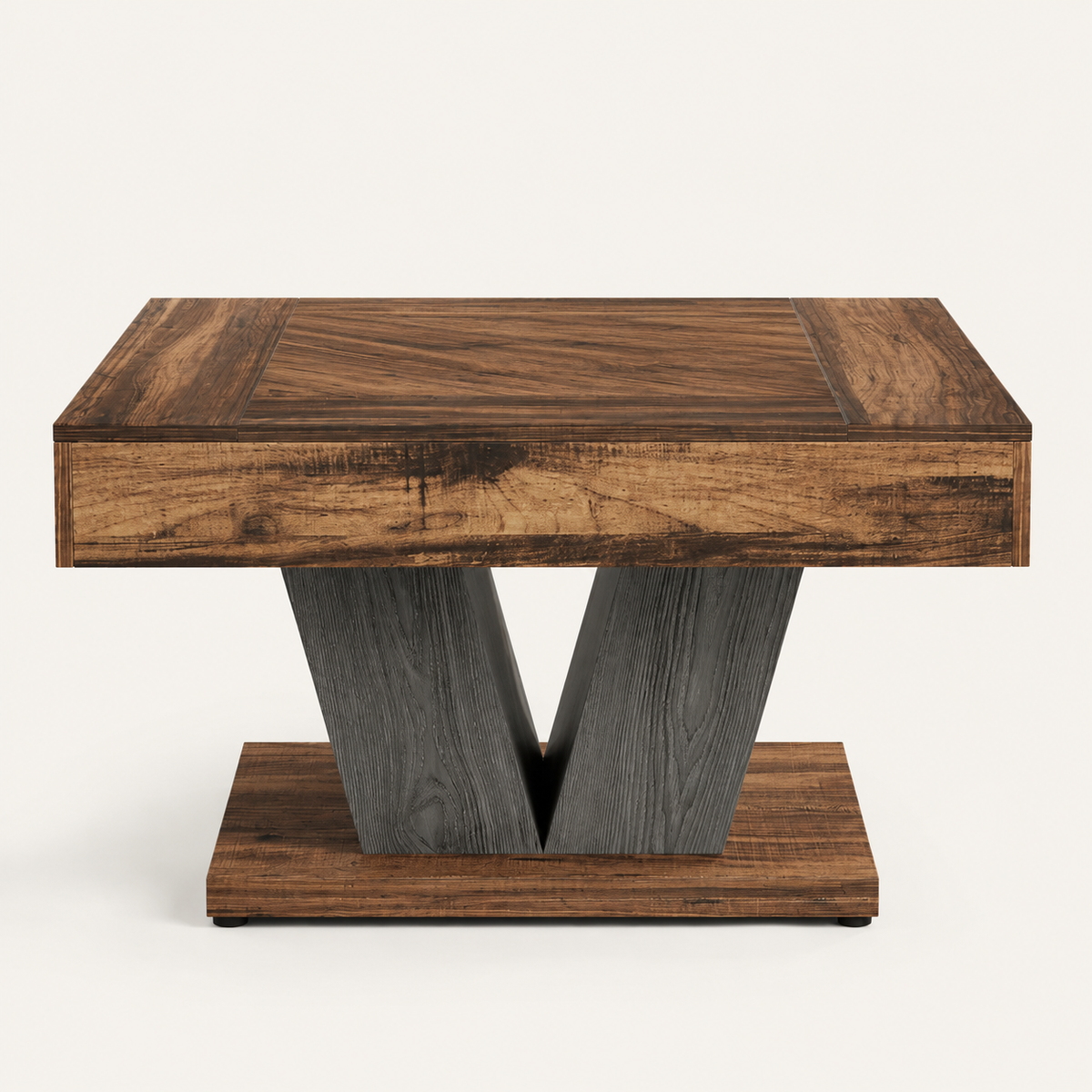 Table basse Thalar en bois massif, forme carrée 80x80cm - Maison Ashford