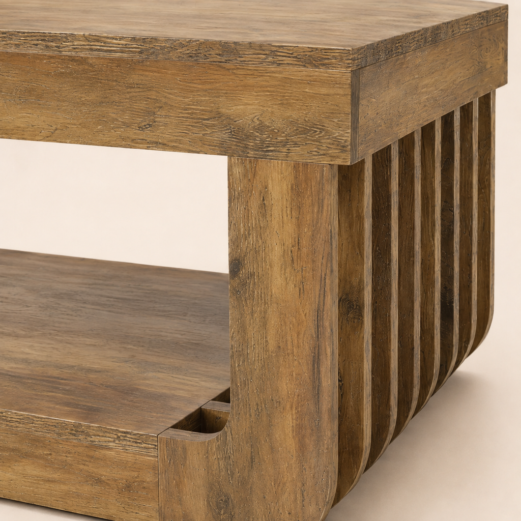 Table basse bois Kellwood zoom fond neutre
