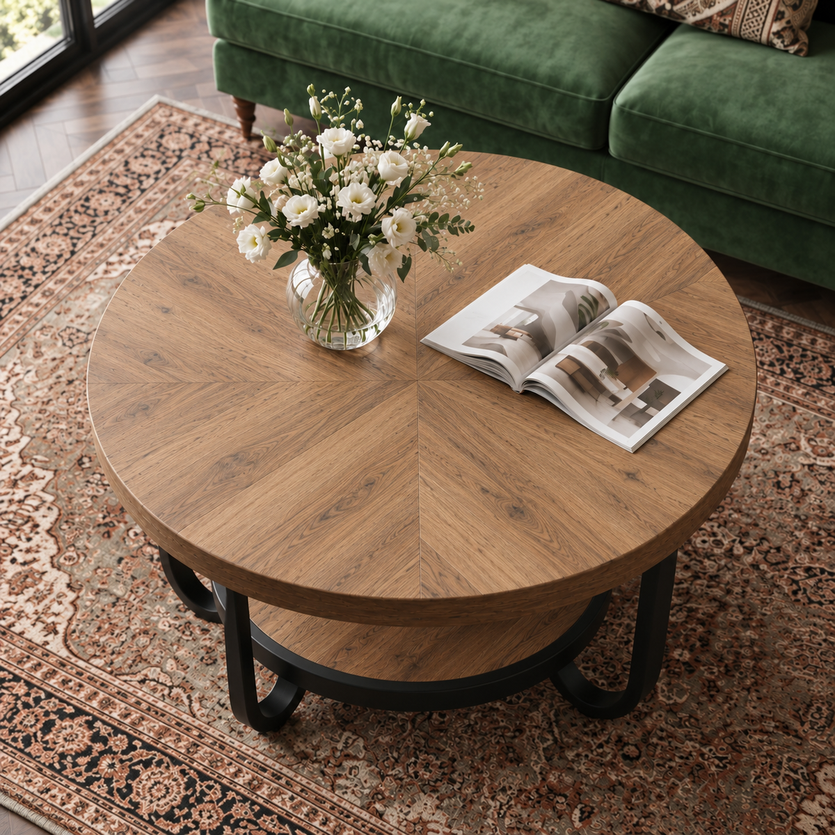 Table basse ronde Osford vue du dessus