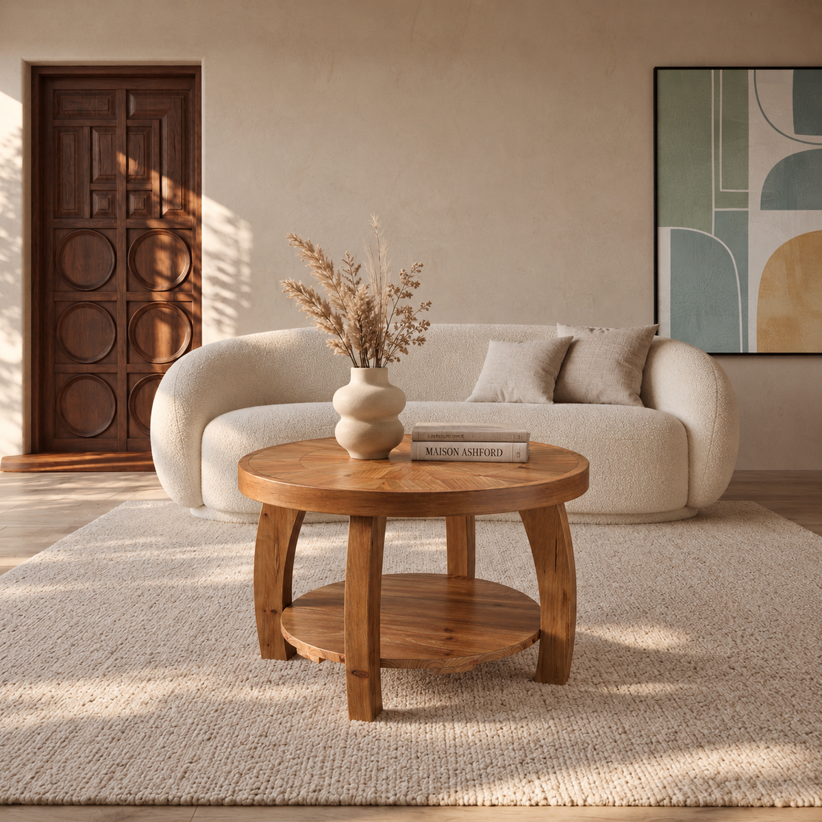 Table basse ronde en bois massif Amalys salon