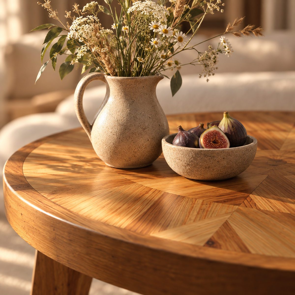Table basse ronde bois massif Amalys zoom