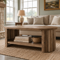 Table basse bois Athéna avec étagère de rangement