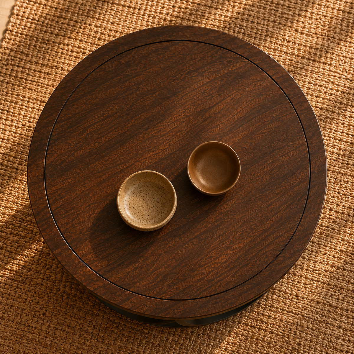 Table basse ronde en bois Ø 80cm vue de dessus - Harlow
