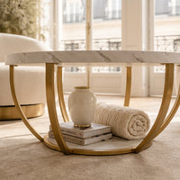 Table basse ronde Ø 80cm, rangement à 2 niveaux — Aurea